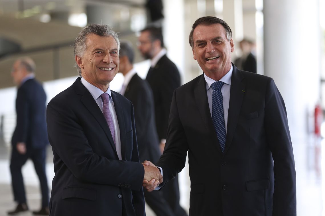 José Cruz/Agência Brasil Presidente Jair Bolsonaro recebe o presidente argentino, Mauricio Macri no Palácio do Planalto durante cerimônia oficial de chegada.