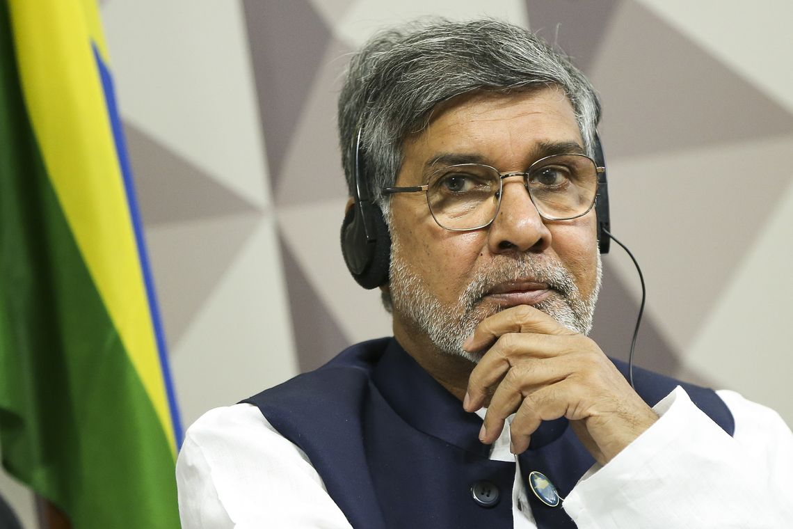 Marcelo Camargo/Agência Brasil Brasília - O vencedor do Prêmio Nobel da Paz de 2014, Kailash Satyarthy, durante audiência pública na Comissão de Educação, Cultura e Esporte do Senado para o lançamento da iniciativa global contra o trabalho infantil e de combate à