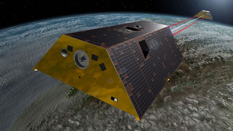 Satélites Grace-Fo da Nasa vão estudar ciclo da água na Terra, incluindo degelo e movimento das correntes aquáticas.