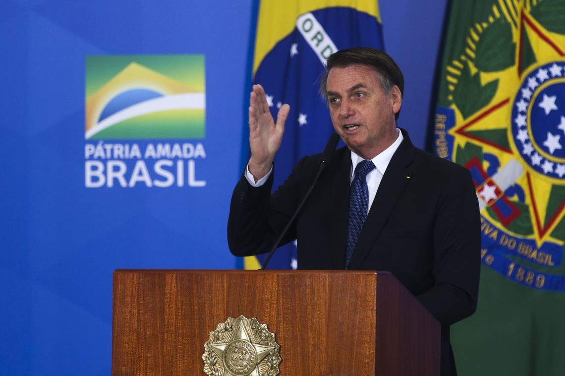 Antonio Cruz/ Agência Brasil O presidente Jair Bolsonaro preside Solenidade de Lançamento de Linha de Crédito do BNDES para Organizações Filantrópicas.