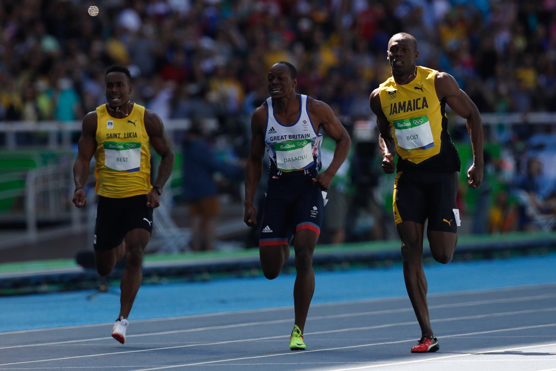 Fernando Frazão/Agência Brasil Rio de Janeiro - O jamaicano Usain Bolt vence sua bateria na rodada classificatória dos 100 metros rasos de atletismo dos Jogos Rio 2016, no Estádio Olímpico (Fernando Frazão/Agência Brasil)