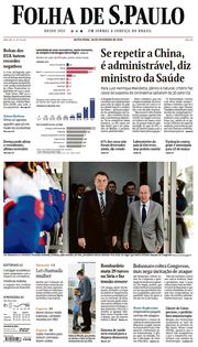 Capa do Jornal Folha de S. Paulo Edição 2020-02-28
