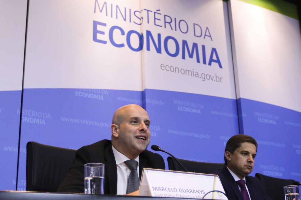 Valter Campanato/Agência Brasil O secretário-executivo do Ministério da Economia, Marcelo Guaranys, participa do lançamento do Programa Integra e do Planejamento Estratégico 2019-2022 do Ministério.