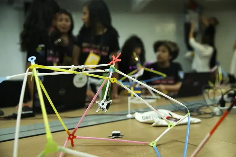 Um grupo de cerca de 30 meninas do ensino médio de escolas públicas do DF participam de um workshop inédito sobre robótica, ministrado por cientistas suecas.