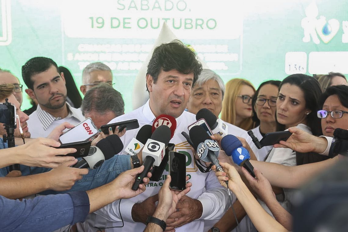 Divulgação/ Ministério da Saúde O ministro da Saúde, Luiz Henrique Mandetta, lança o Dia D de Mobilização Nacional contra o Sarampo para crianças, durante ação no Centro de Saúde I Doutor Victor Araújo Homem de Mello, em Pinheiros.