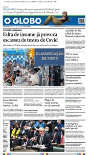 Capa do Jornal O Globo Edição 2022-01-13