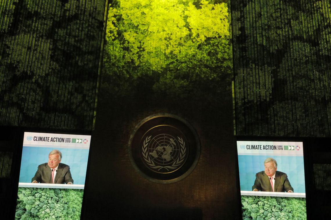 Secretário-Geral das Nações Unidas, António Guterres, discursa durante a Cúpula sobre Ação Climática na sede da ONU em Nova York 