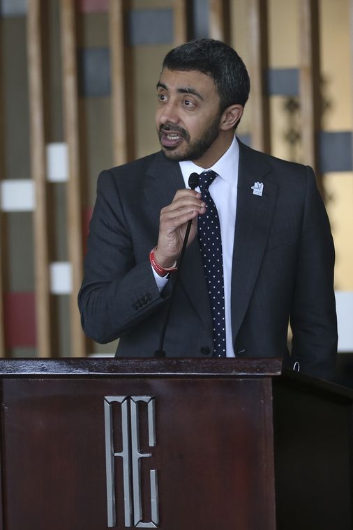 José Cruz/Agência Brasil O ministro dos Negócios Estrangeiros e Cooperação Internacional dos Emirados Árabes Unidos, Xeique Abdullah bin Zayed Al Nahayan, durante encontro com ministro das Relações Exteriores, Ernesto Araújo, no Palácio Itamaraty.