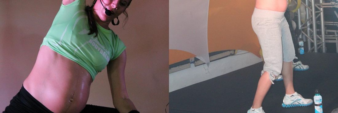 Grávida praticando atividade física Roberta Guerra praticou exercícios durante toda a gestação