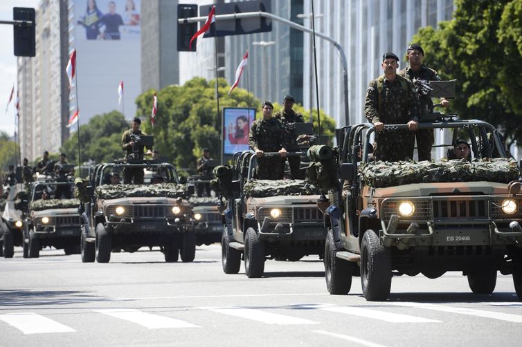 Desfile cívico-militar de 7 de Setembro no centro do Rio de Janeiro. 
