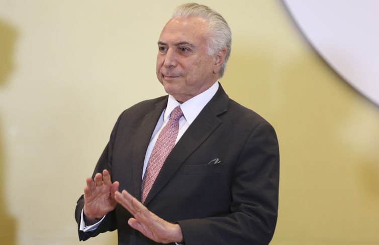 O presidente Michel Temer durante solenidade de comemoração dos 50 anos da Receita Federal, no Palácio Itamaraty.