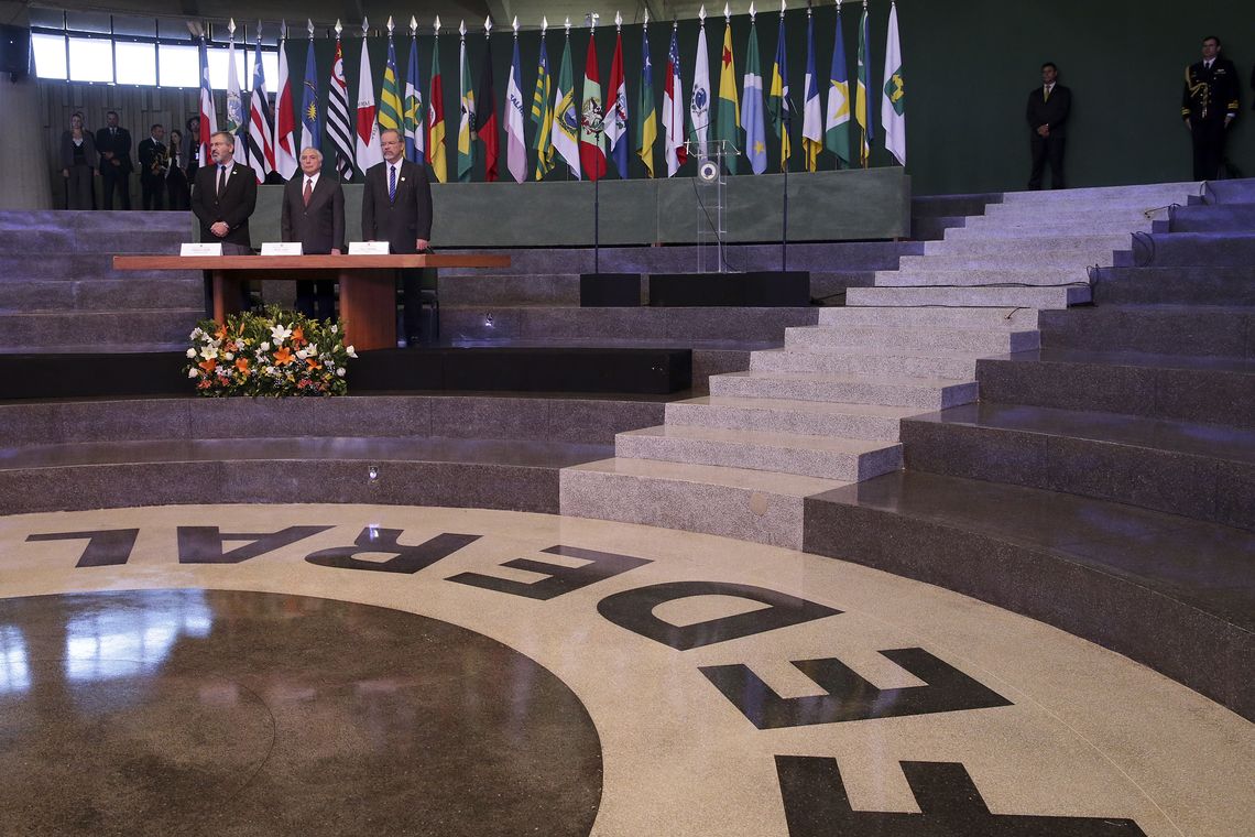 Antonio Cruz/Agência Brasil O presidente Michel Temer participa da abertura do Seminário Nacional de Segurança Pública, na Academia Nacional de Polícia, em Brasília.