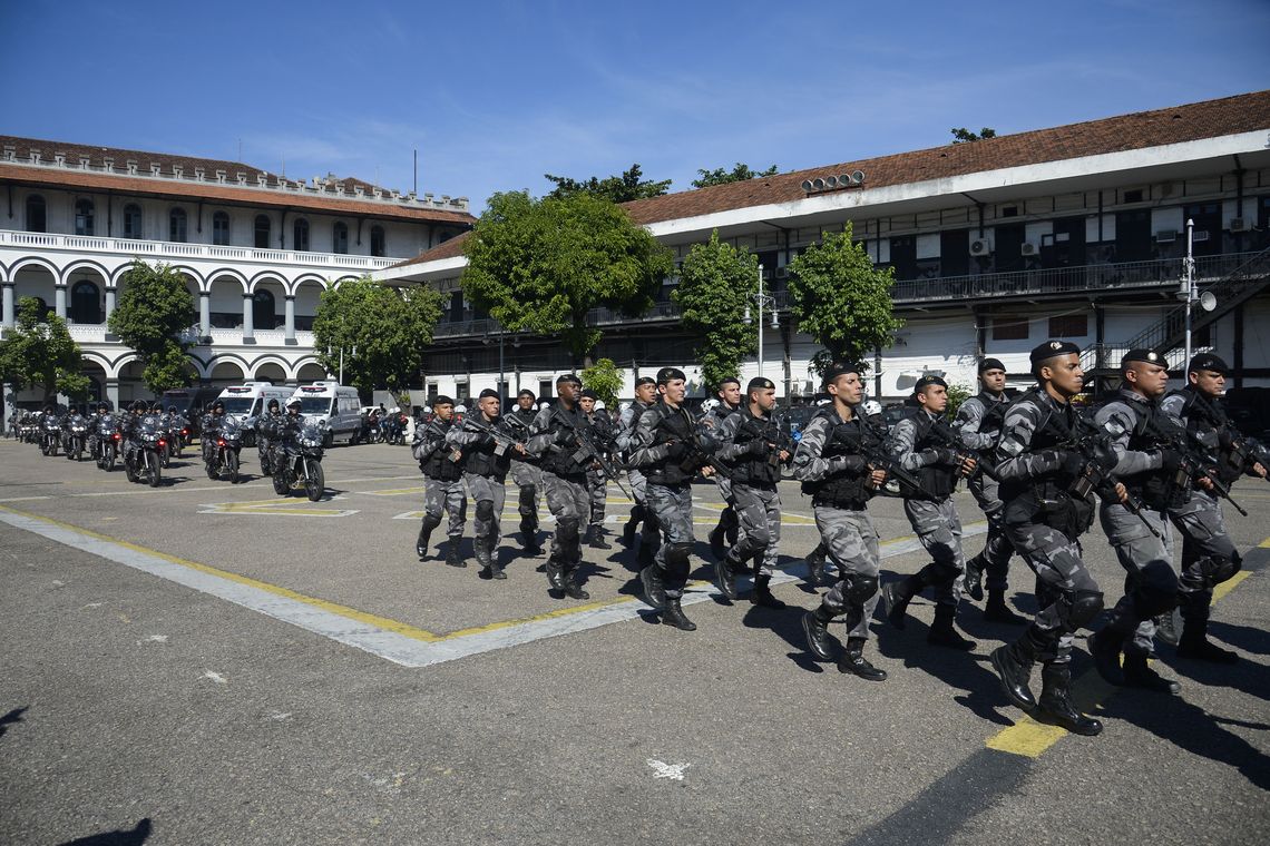 Tomaz Silva/Agência Brasil O governador Wilson Witzel participa de entrega, pelo Gabinete de Intervenção Federal, de viaturas para a Polícia Militar no Batalhão de Choque, no centro do Rio.