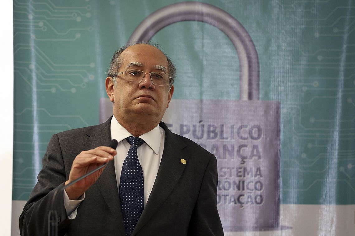 José Cruz/Agência Brasil Brasília - O presidente do TSE, Gilmar Mendes apresenta o relatório parcial dos trabalhos de quatro dias do Teste Público de Segurança 2017 (TPS 2017) do Sistema Eletrônico de Votação (José Cruz/Agência Brasil)