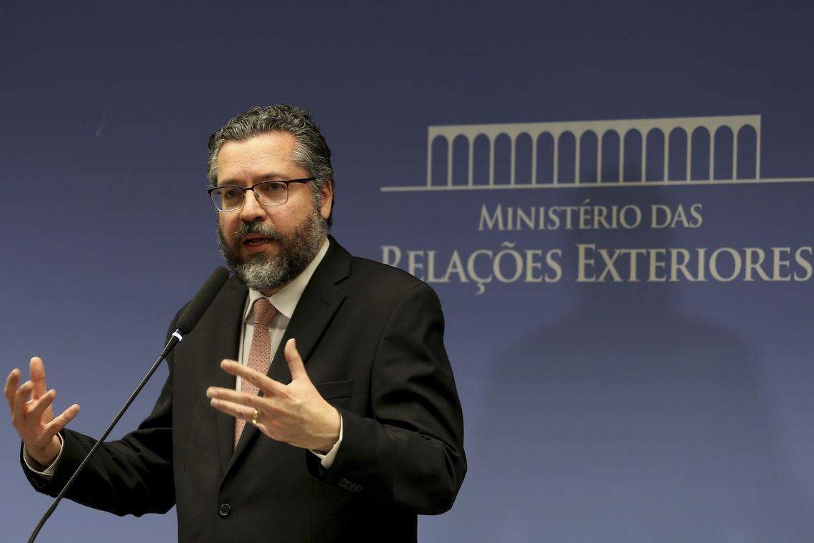 Wilson Dias/Agência Brasil O ministro das Relações Exteriores, Ernesto Araújo, durante entrevista coletiva, no Palácio Itamaraty, fala sobre a situação política da Venezuela.
