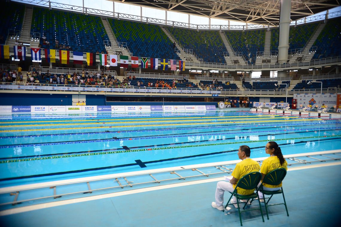 Fernando Frazão/Agência Brasil Rio de Janeiro - Estádio Aquático do Parque Olímpico, em Jacarepaguá, durante evento-teste de natação paralímpica (Fernando Frazão/Agência Brasil)