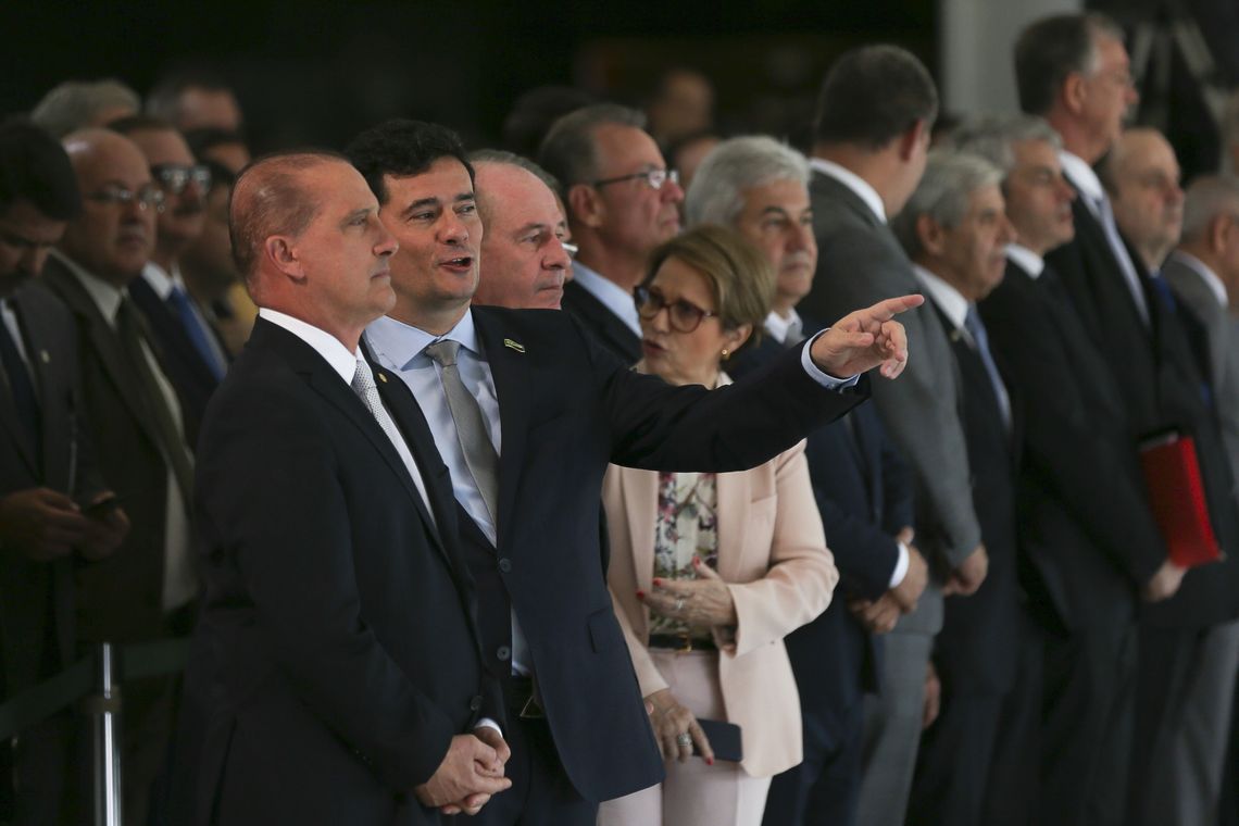 José Cruz/Agência Brasil Presidente Jair Bolsonaro recebe o presidente argentino, Mauricio Macri no Palácio do Planalto durante cerimônia oficial de chegada.