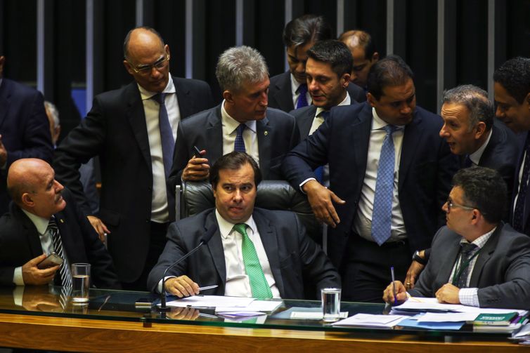O presidente da Câmara dos Deputados, Rodrigo Maia durante aprovação de Medida Provisória sobre venda de petróleo do pré-sal.