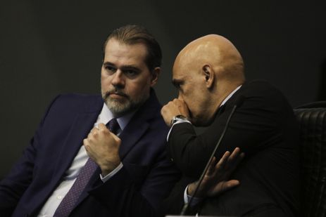 O presidente do Supremo Tribunal Federal (STF), Dias Toffoli, e o ministro do STF Alexandre de Moraes durante abertura do Seminário Políticas Judiciárias e Segurança Pública.