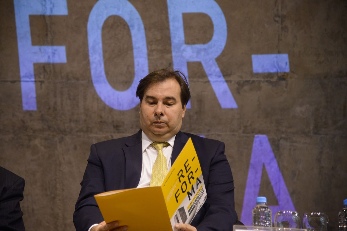 Tânia Rêgo/Agência Brasil O presidente das Câmara dos Deputados, Rodrigo Maia, participa do seminário Reforma da Previdência - uma Reflexão Necessária, no Centro Cultural da FGV, no Rio de Janeiro.