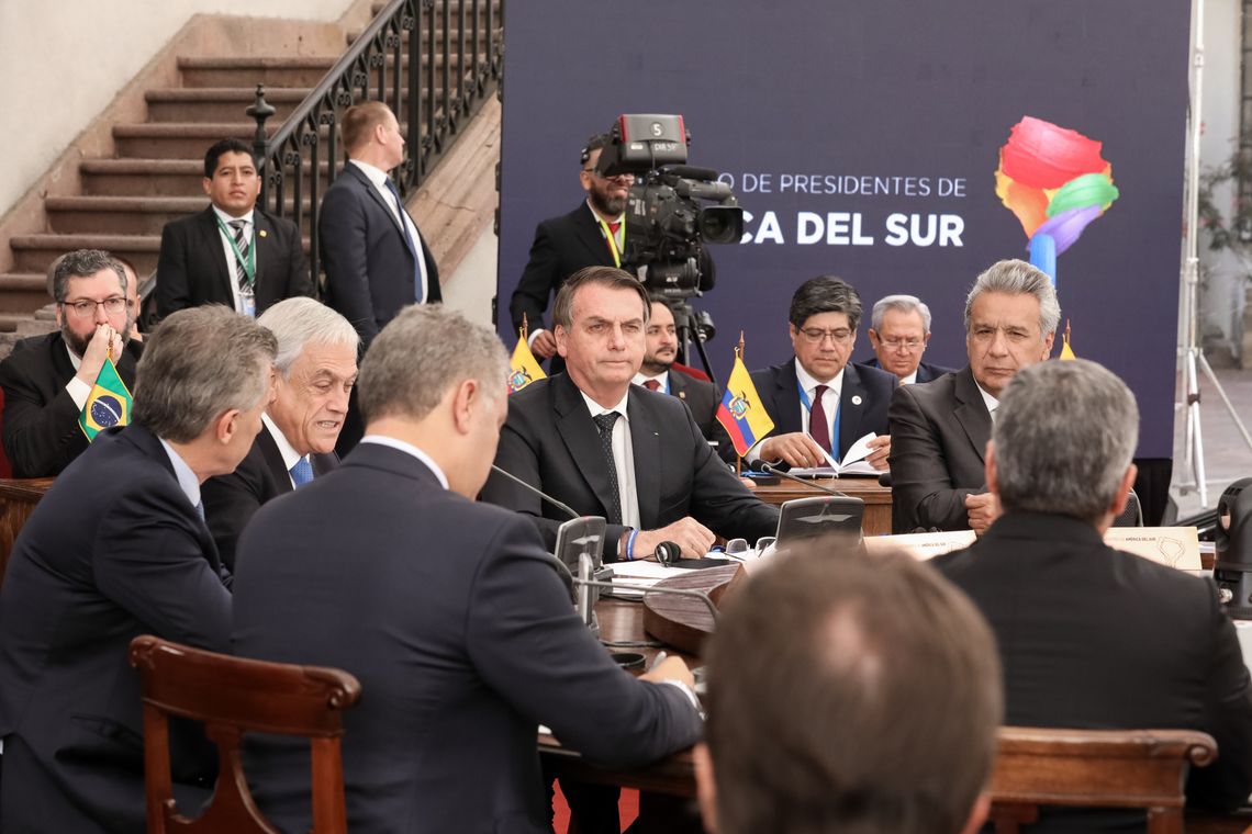 Marcos Corrêa/PR O presidente do Brasil, Jair Bolsonaro, durante abertura do fórum que discute a criação do Prosul, nova comunidade de países latino-americanos que deverá substituir a União das Nações Sul-Americanas (Unasul).