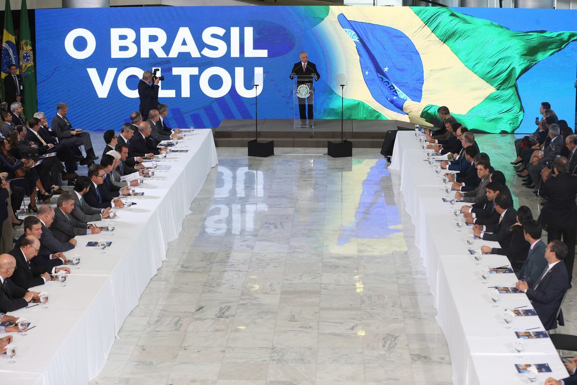 Fabio Rodrigues Pozzebom/Agência Brasil Presidente Michel Temer faz balanço dos dois anos de governo, durante o evento O Brasil Voltou, no Palácio do Planalto.