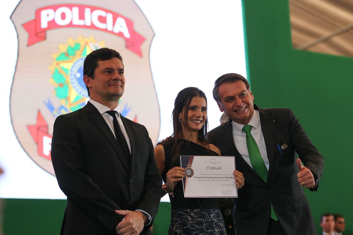 José Cruz/Agência Brasil O presidente Jair Bolsonaro, participa da cerimônia de encerramento dos cursos de formação profissional do ano de 2019, para ingresso na carreira Policial Federal