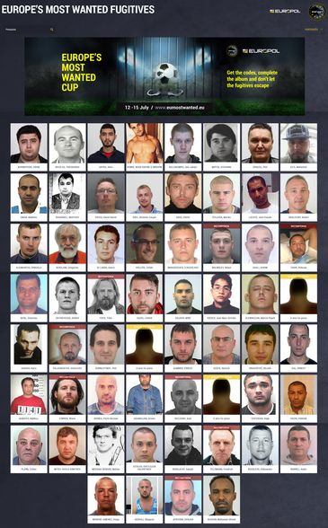 Europol/Direitos Reservados/Agência Brasil Mosaico com os mais procurados da Europa