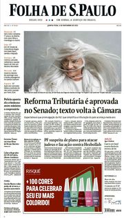 Capa do Jornal Folha de S. Paulo Edição 2023-11-09