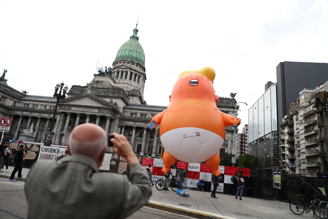 The &quot;Baby Trump&quot; balloon is seen ahead of the G20 leaders summit, in front of the Congress building in Buenos Aires, Argentina November 29, 2018. REUTERS/Pilar Olivares