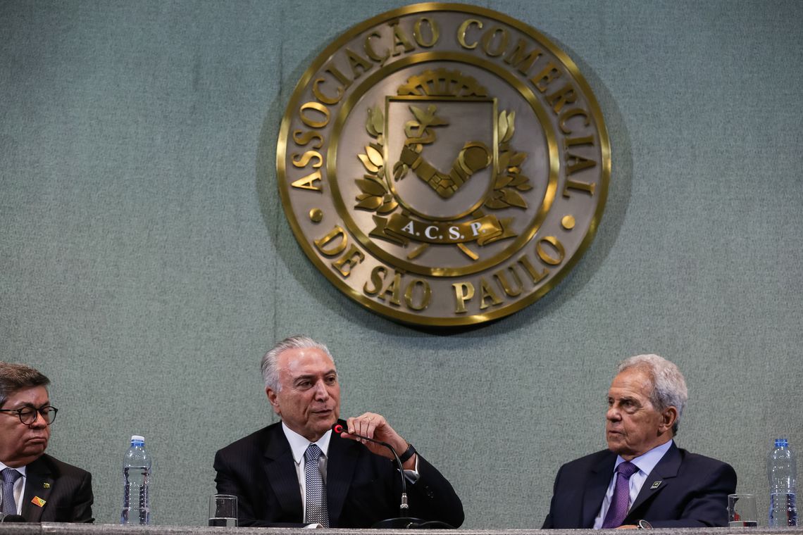 Beto Barata/Pr São Paulo - O presidente Michel Temer discursa na cerimônia de abertura da sessão plenária da Federação das Associações Comerciais do Estado de São Paulo (Beto Barata/PR)