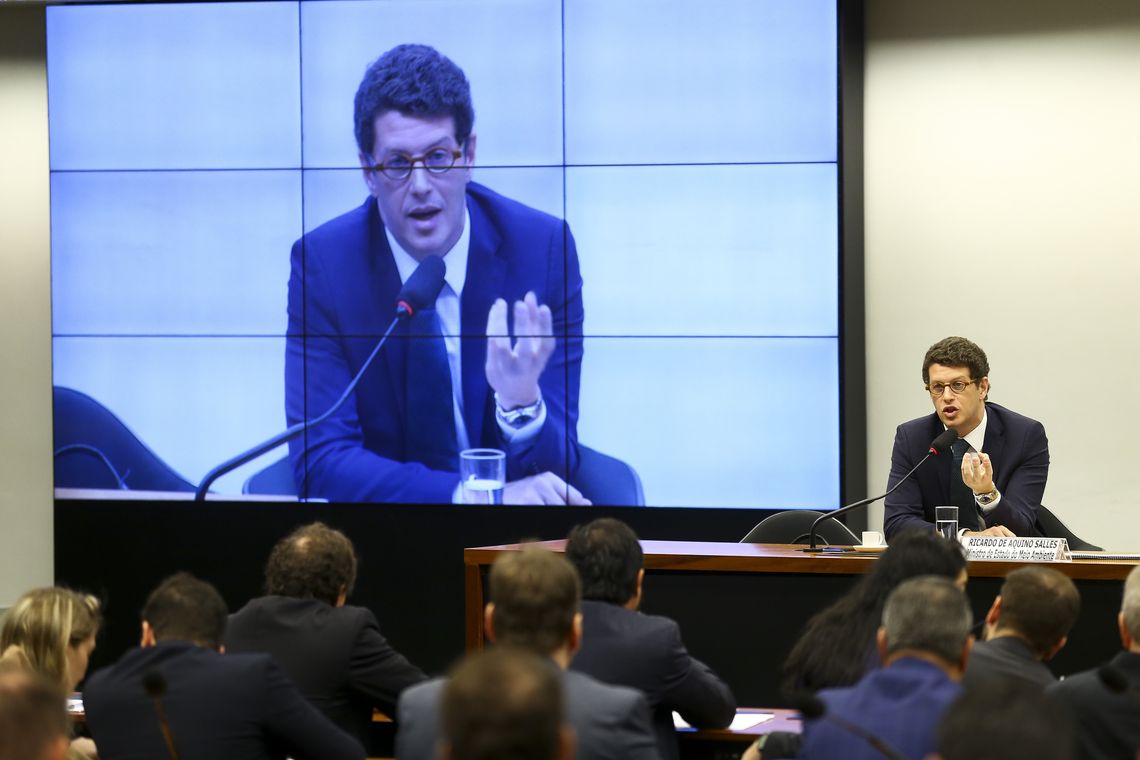 Marcelo Camargo/Agência Brasil O ministro do Meio Ambiente, Ricardo Salles, participa de audiência pública na Comissão de Meio ambiente e Desenvolvimento Sustentável da Câmara dos Deputados.