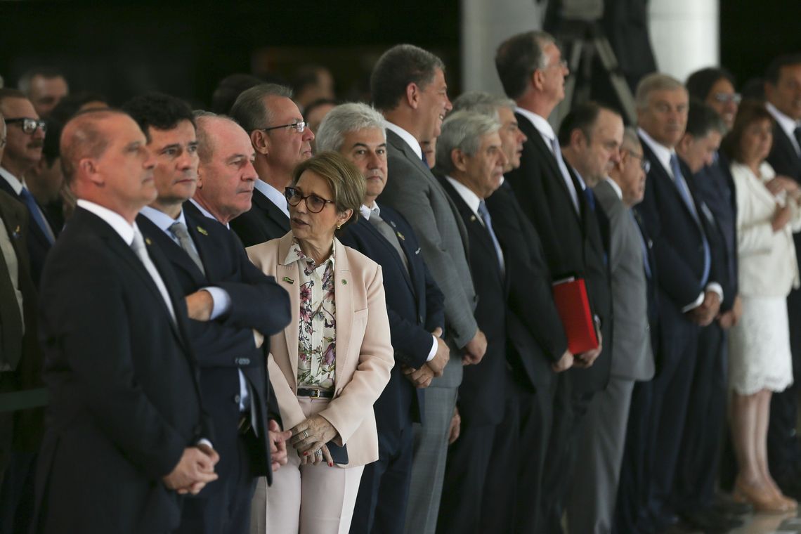 José Cruz/Agência Brasil Presidente Jair Bolsonaro recebe o presidente argentino, Mauricio Macri no Palácio do Planalto durante cerimônia oficial de chegada.
