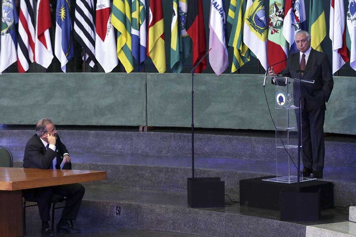 Antonio Cruz/Agência Brasil O presidente Michel Temer participa da abertura do Seminário Nacional de Segurança Pública, na Academia Nacional de Polícia, em Brasília.