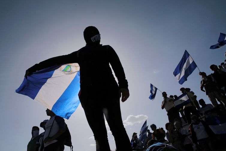 Protesto contra o governo de Daniel Ortega, na NicarÃ¡gua