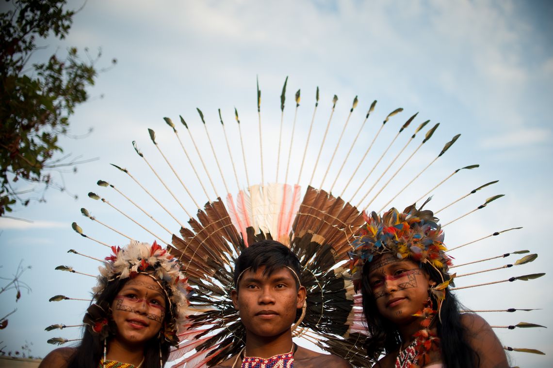 Marcelo Camargo/Agência Brasil Palmas/TO- Índios Karajá Xambioá se reúnem em área próxima a Aldeia Okara, onde as etnias brasileiras estão hospedadas (Marcelo Camargo/Agência Brasil)