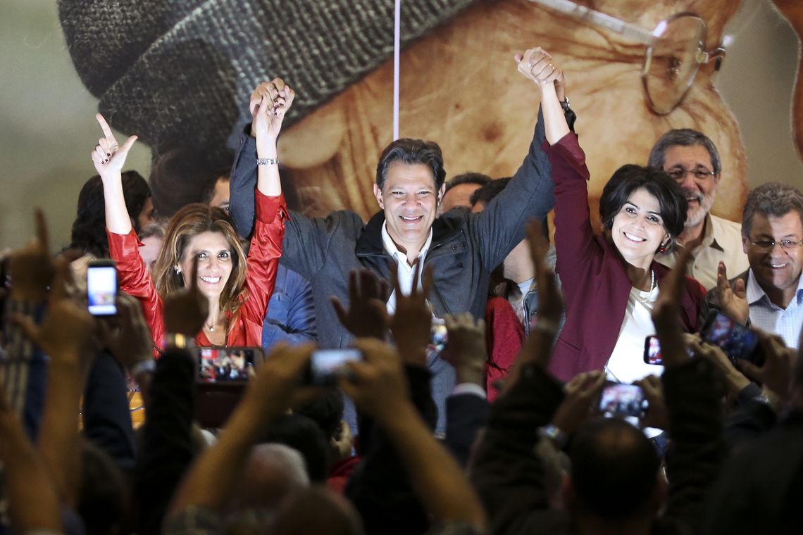 O candidato Ã  PresidÃªncia da RepÃºblica, Fernando Haddad, durante declaraÃ§Ã£o apÃ³s resultado do primeiro turno das eleiÃ§Ãµes.