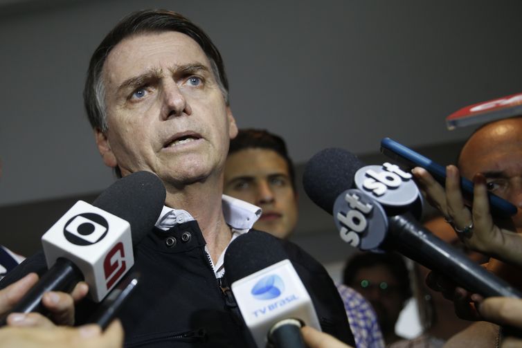 O candidato Jair Bolsonaro  (PSL) fala à imprensa após gravação de campanha, no bairro Jardim Botânico.
