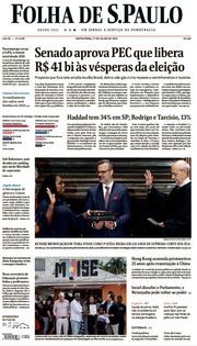Capa do Jornal Folha de S. Paulo Edição 2022-07-01