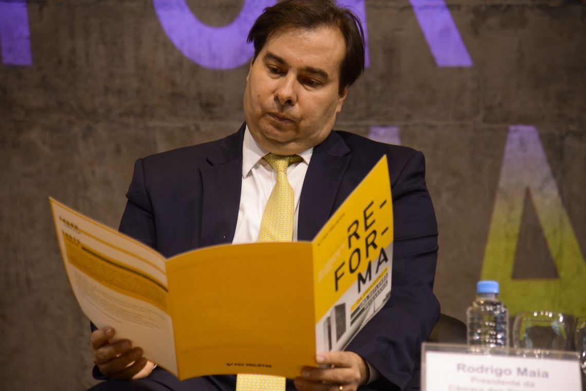 Tânia Rêgo/Agência Brasil O presidente das Câmara dos Deputados, Rodrigo Maia, participa do seminário Reforma da Previdência - uma Reflexão Necessária, no Centro Cultural da FGV, no Rio de Janeiro.
