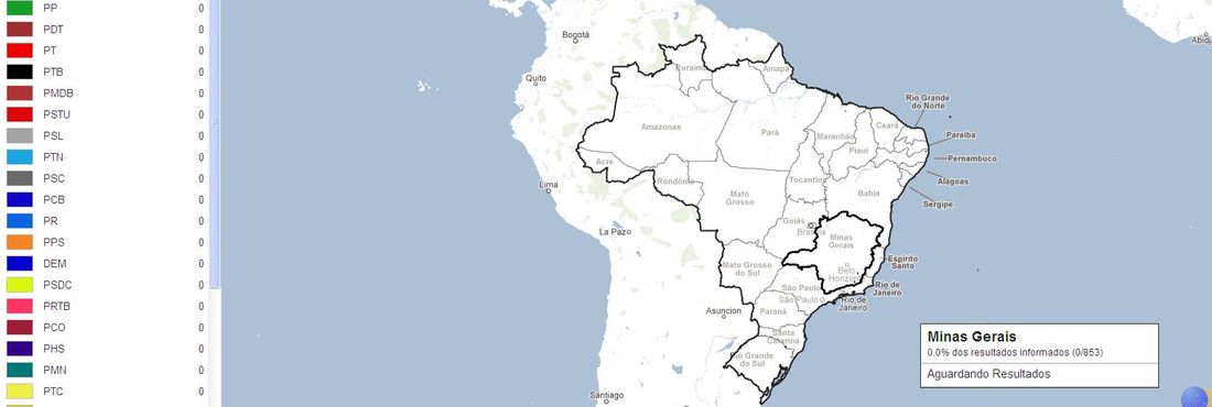 Mapa de apuração No mapa, o internauta vai saber as informações dos municípios e dos partidos