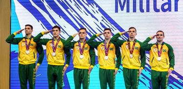 Na disputa por equipes, ginástica artística masculina conquista o vice-campeonato nos 7° Jogos Mundiais Militares.