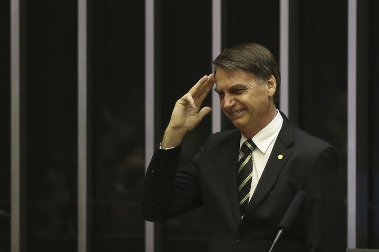 O presidente eleito Jair Bolsonaro, participa no Congresso Nacional da sessão solene em comemoração aos 30 anos da Constituição Federal.
