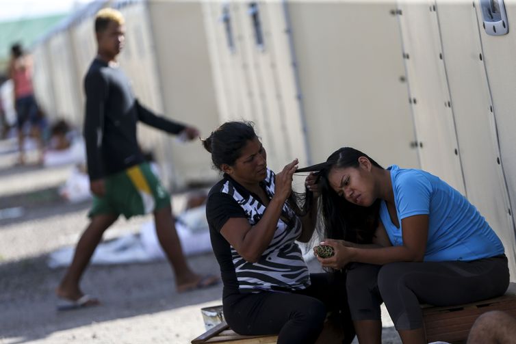 Abrigo Rondon 1, em Boa Vista, que recebeu cerca de 100 venezuelanos vindos da cidade de Pacaraima nos últimos dois dias.