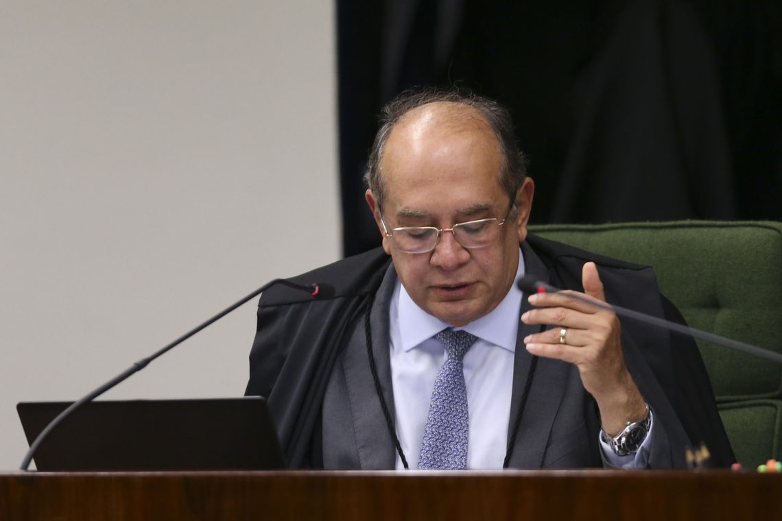 O ministro do STF, Gilmar Mendes durante o julgamento dos processos contra JosÃ© Serra e AÃ©cio Neves.