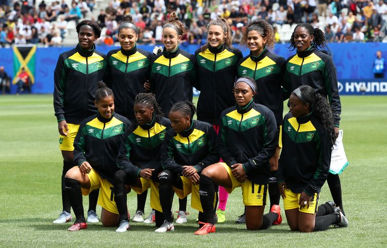 Denis Balibouse/Reuters/Direitos Reservados Seleção da Jamaica na Copa do Mundo de Futebol Feminino - França 2019.