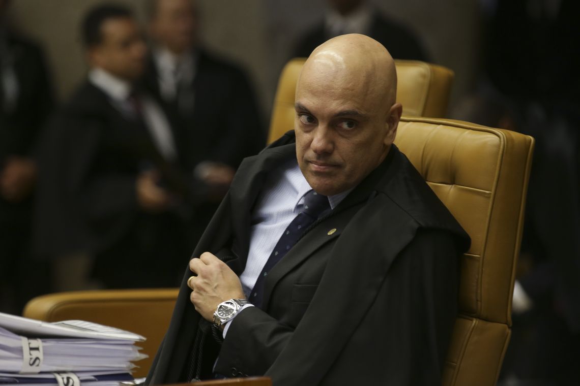 Antonio Cruz/Agência Brasil O ministro Alexandre de Moraes durante o julgamento em que o STF decide pela legalidade ou não da prática de sacrifícios animais em cultos religiosos.