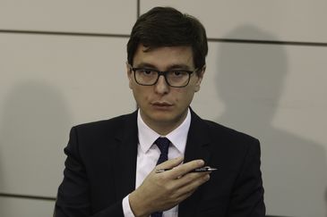 O secretário de Trabalho do Ministério da Economia, Bruno Dalcolmo, durante divulgação de dados do Cadastro Geral de Empregados e Desempregados (Caged) de janeiro de 2019.