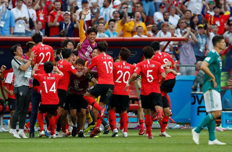 Copa 2018: Alemanha e Coreia. ComemoraÃ§Ã£o do segundo gol da Coreia do Sul.