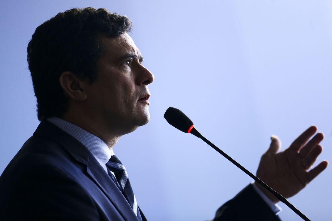 O ministro da Justiça e Segurança Pública, Sérgio Moro, participa da cerimônia de entrega do Selo Nacional de Responsabilidade Social pelo Trabalho_ Resgata.